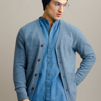 Lambs Wool Blue Designer Cardigan - Cambridge