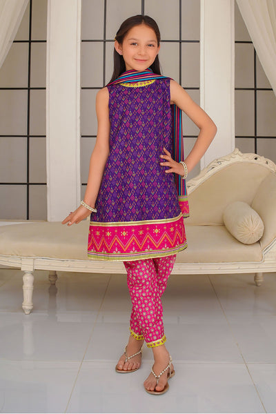 Swiss Lawn Digital Printed Purple & Pink Stitched Suit - Ochre