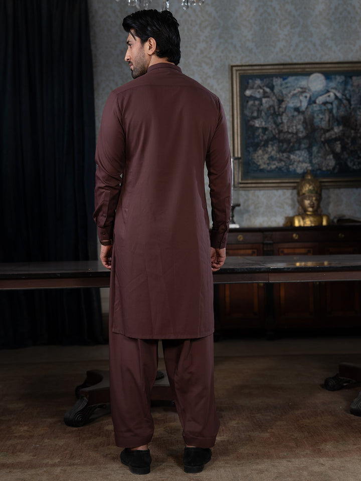 Blended Burberry Puce Kurta Trouser - J. Junaid Jamshed