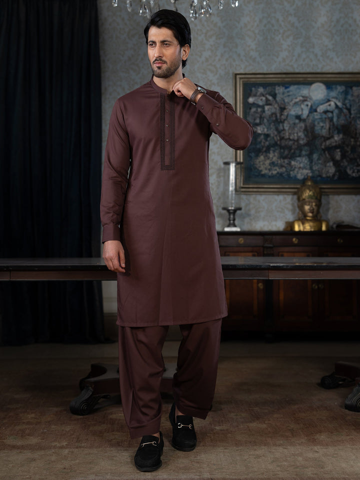 Blended Burberry Puce Kurta Trouser - J. Junaid Jamshed