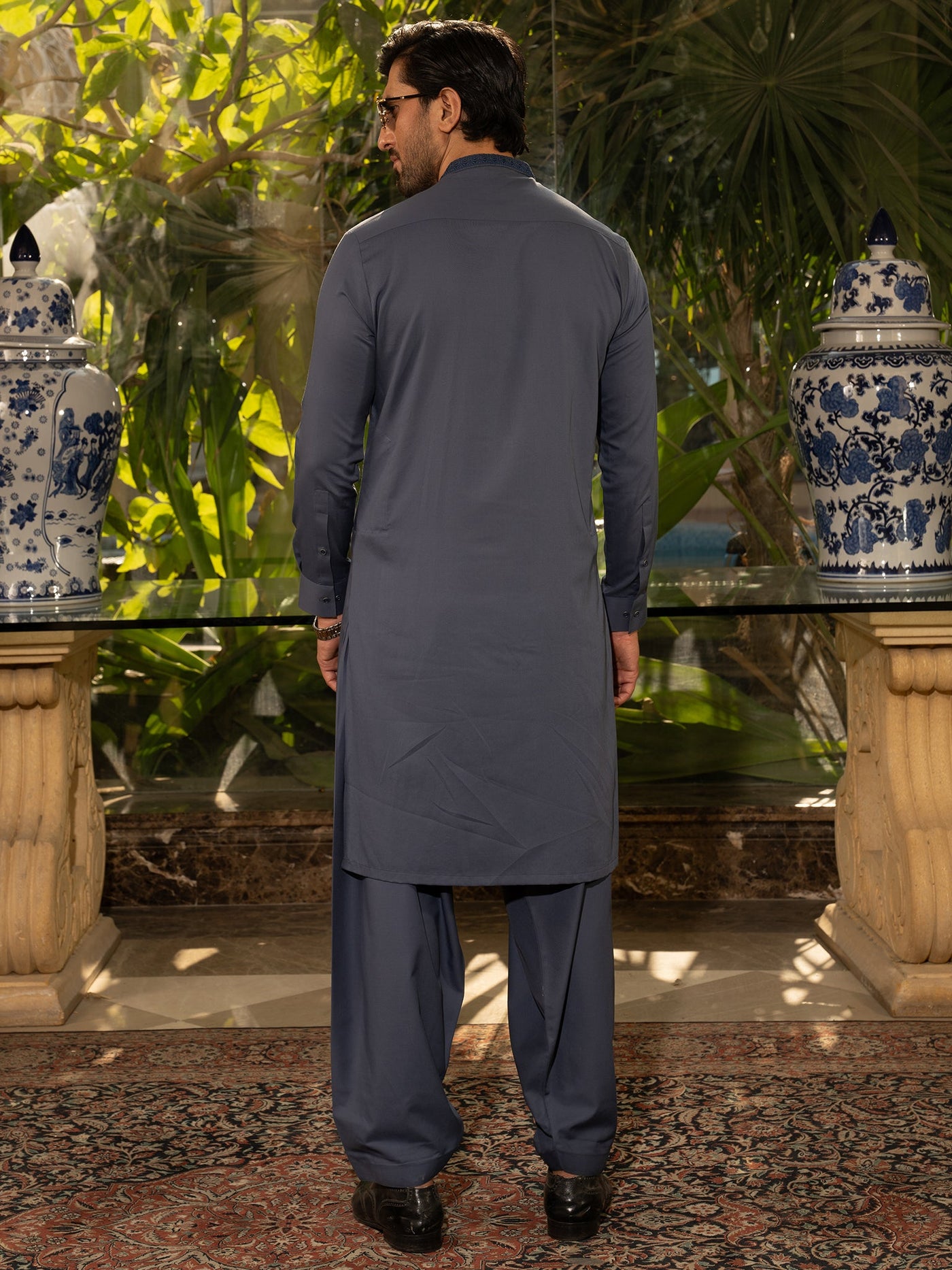 Blended Burberry Night Shadow Blue Kurta Trouser - J. Junaid Jamshed