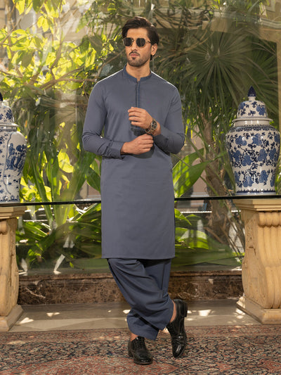 Blended Burberry Night Shadow Blue Kurta Trouser - J. Junaid Jamshed