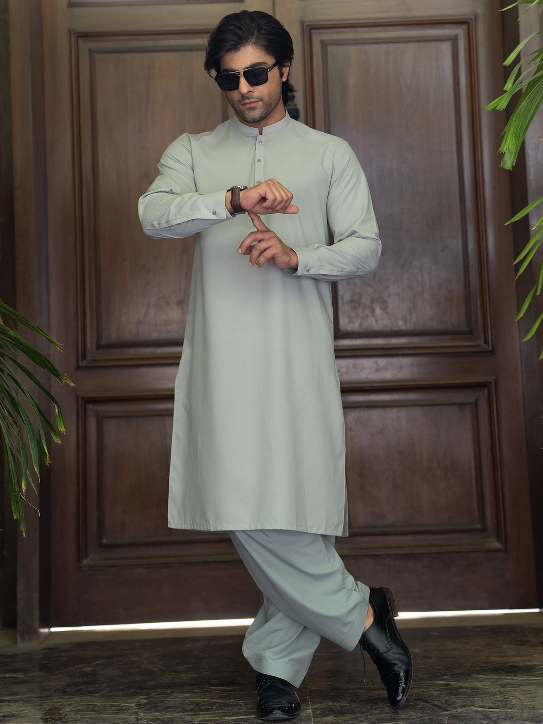 Blended Aluminium Kurta Trouser - J. Junaid Jamshed