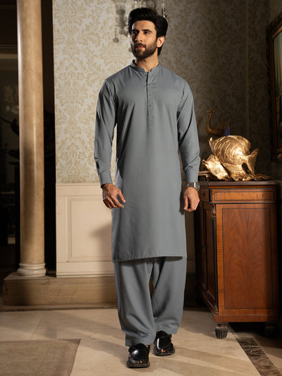 Blended Blue Mirage Kurta Trouser - J. Junaid Jamshed