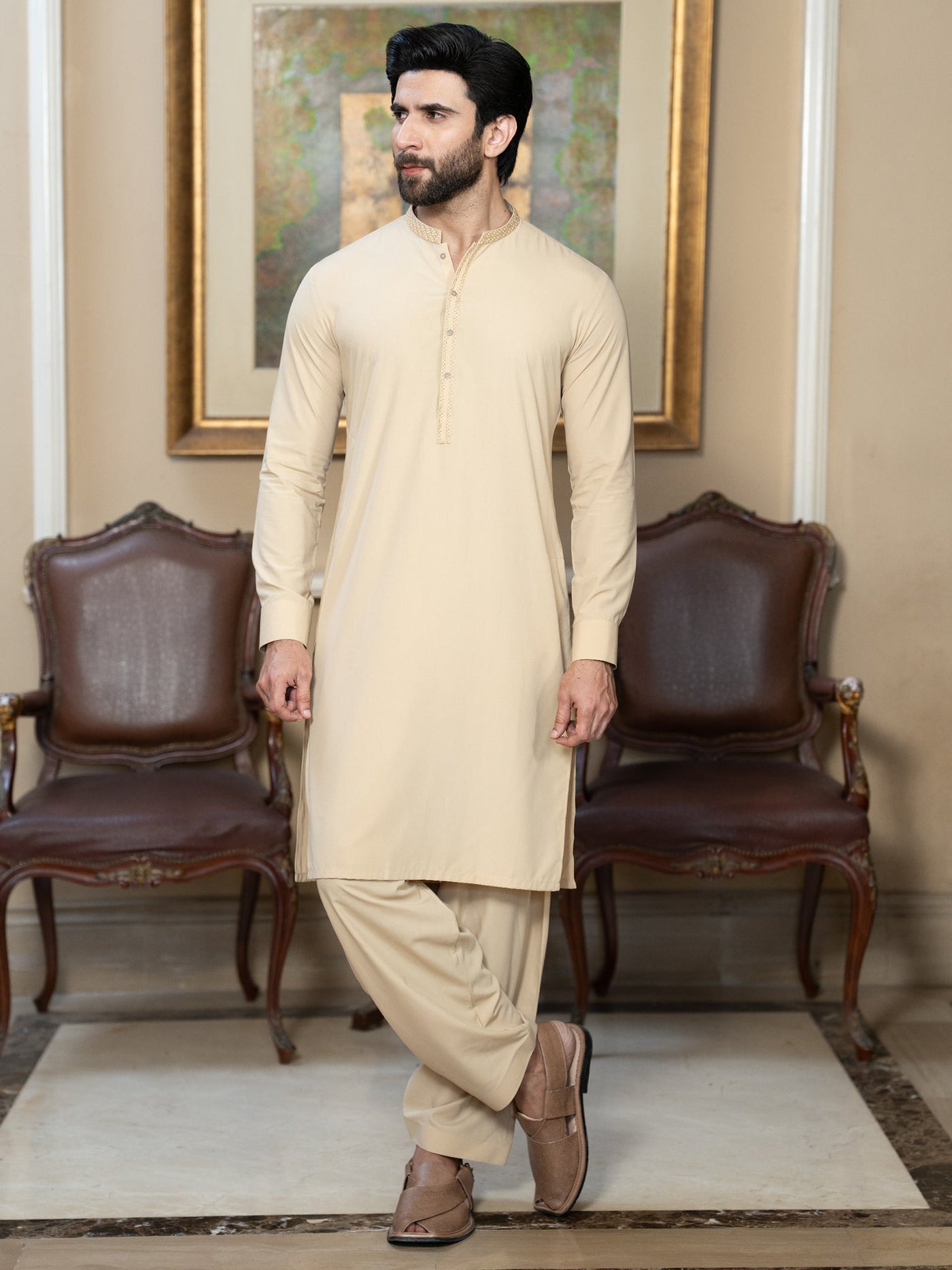 Blended Stripes Fog Kurta Trouser - J. Junaid Jamshed