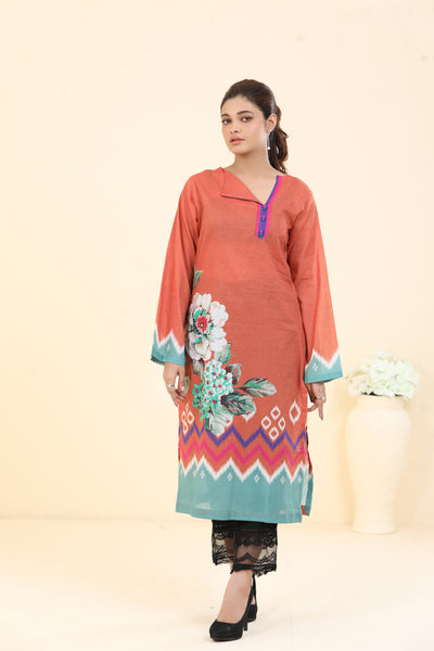 Lawn Peach Kurti - Limelight Summer Collection