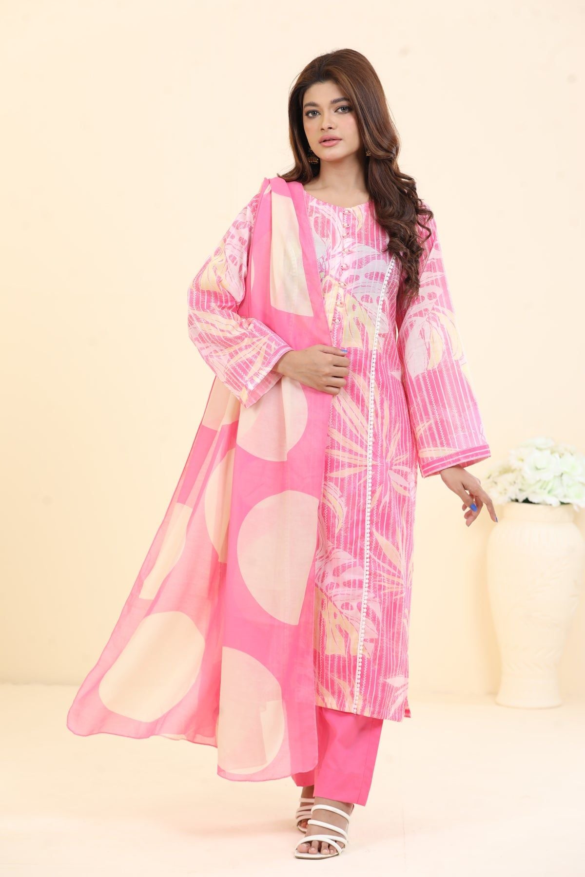 Lawn Pink 3 Piece Suit - Limelight Summer Collection