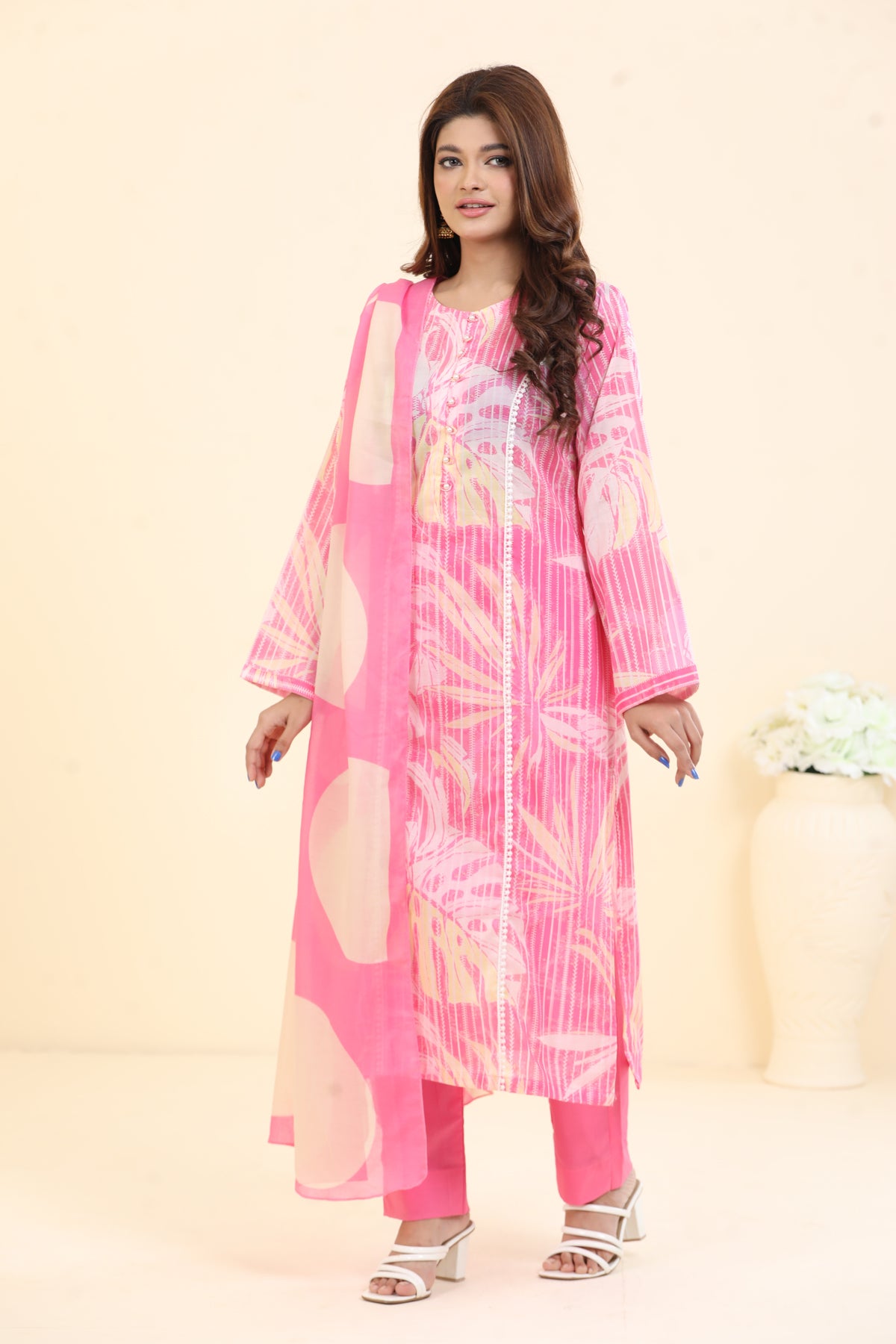 Lawn Pink 3 Piece Suit - Limelight Summer Collection