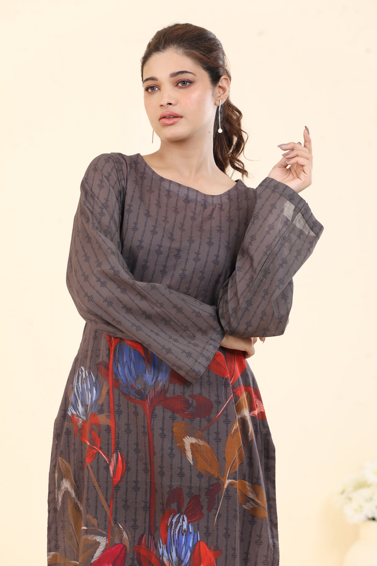 Lawn Brown Kurti - Limelight