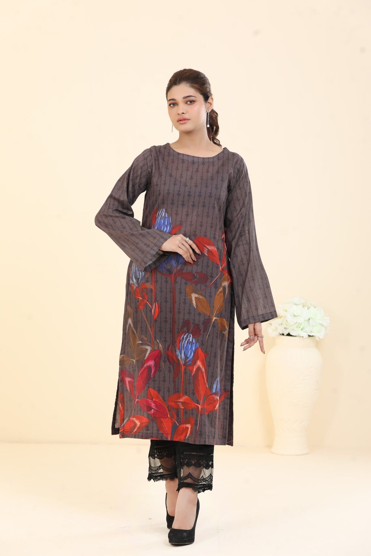 Lawn Brown Kurti - Limelight