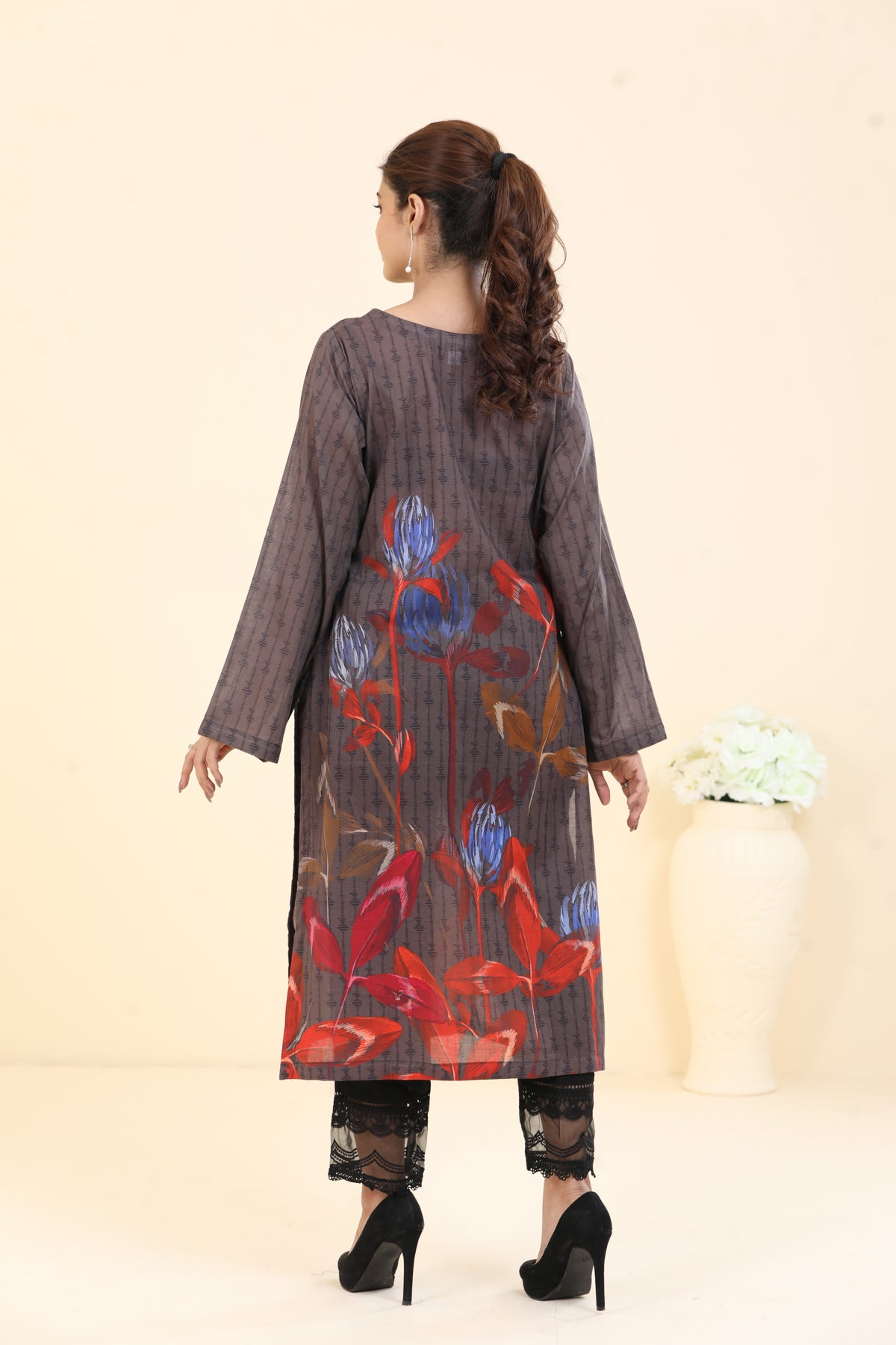 Lawn Brown Kurti - Limelight