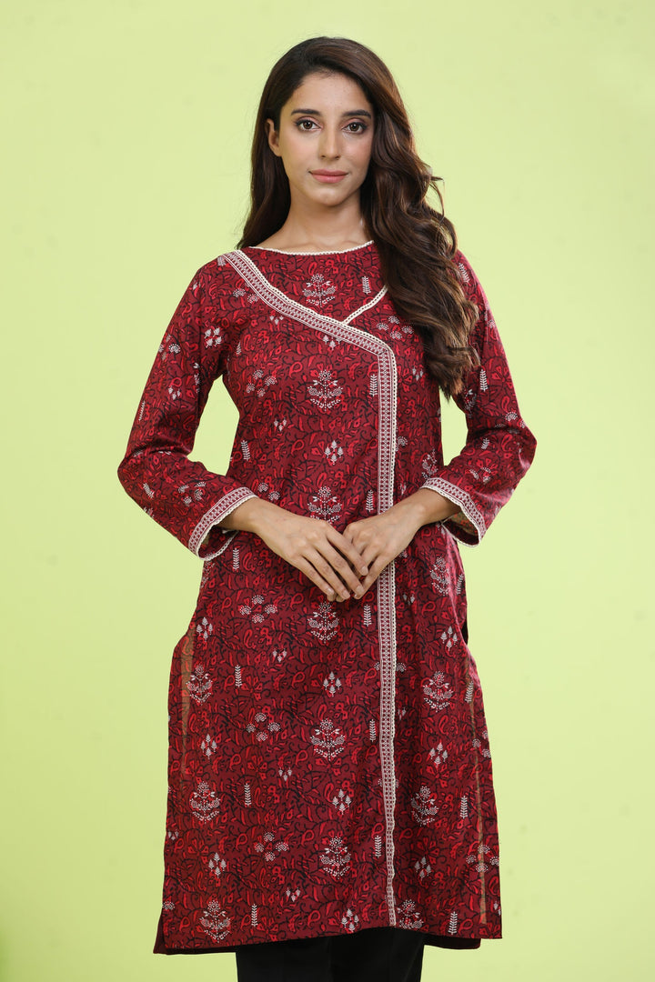Lawn Red Kurti - Limelight