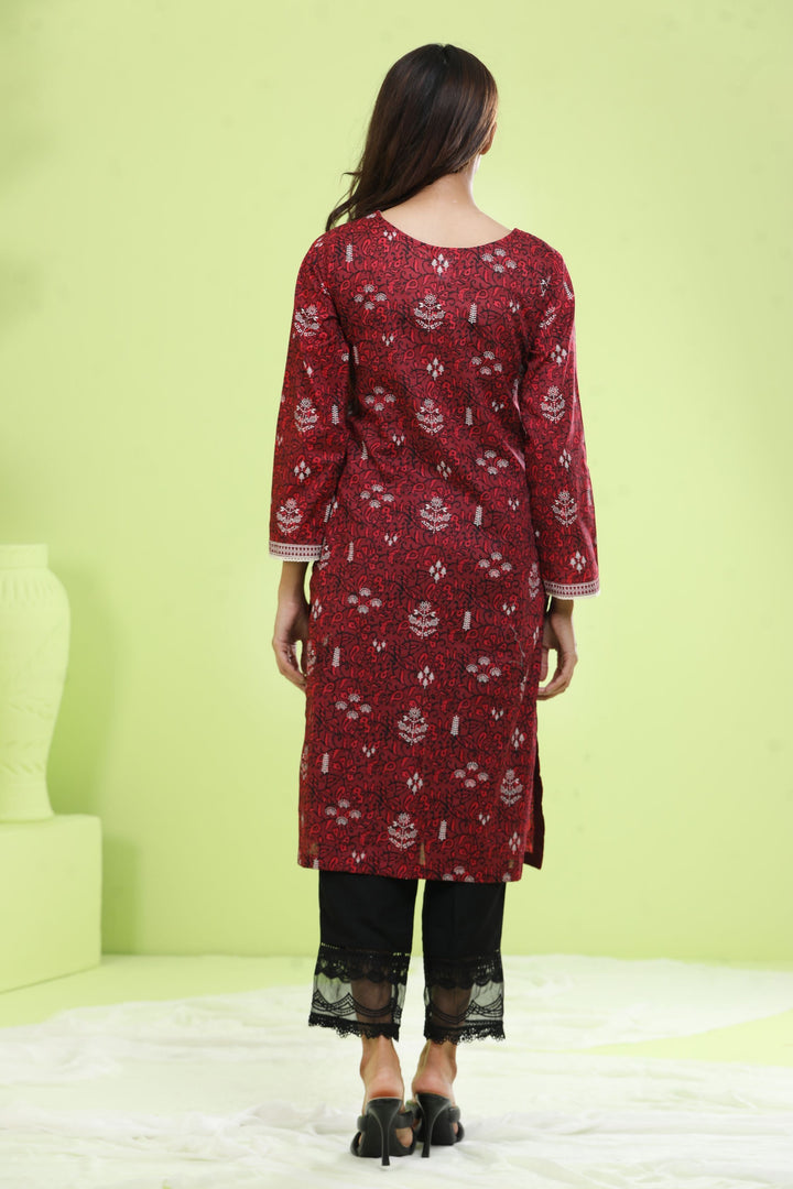 Lawn Red Kurti - Limelight