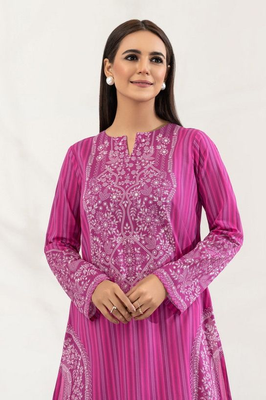 Lawn Magenta Kurti - Limelight