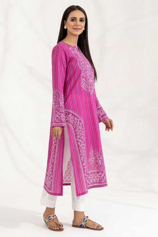 Lawn Magenta Kurti - Limelight