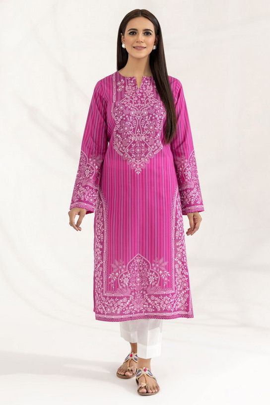 Lawn Magenta Kurti - Limelight