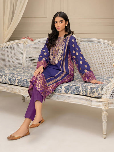 Lawn Purple Stitched Suit - Limelight