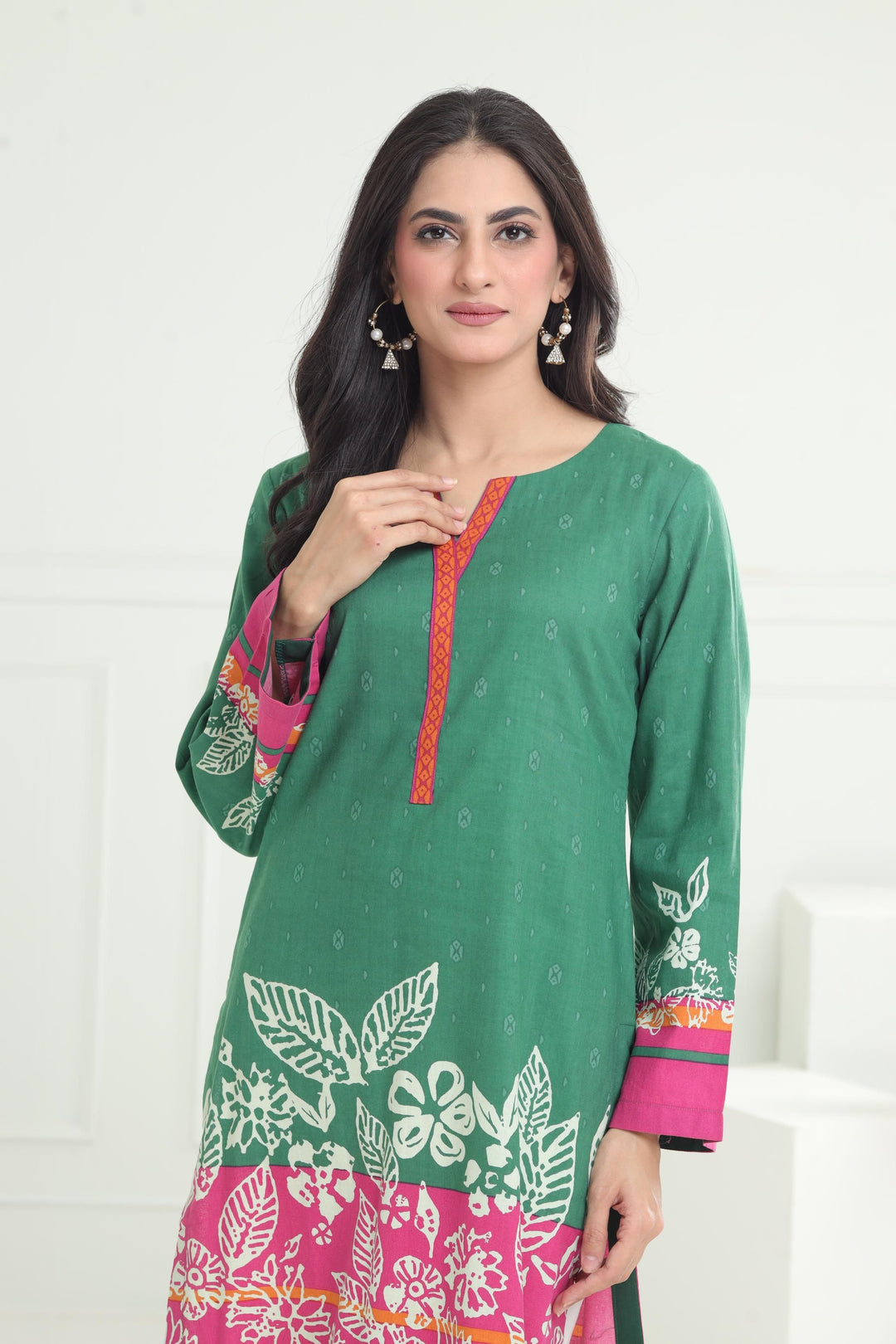 Khaddar Green Kurti - Limelight