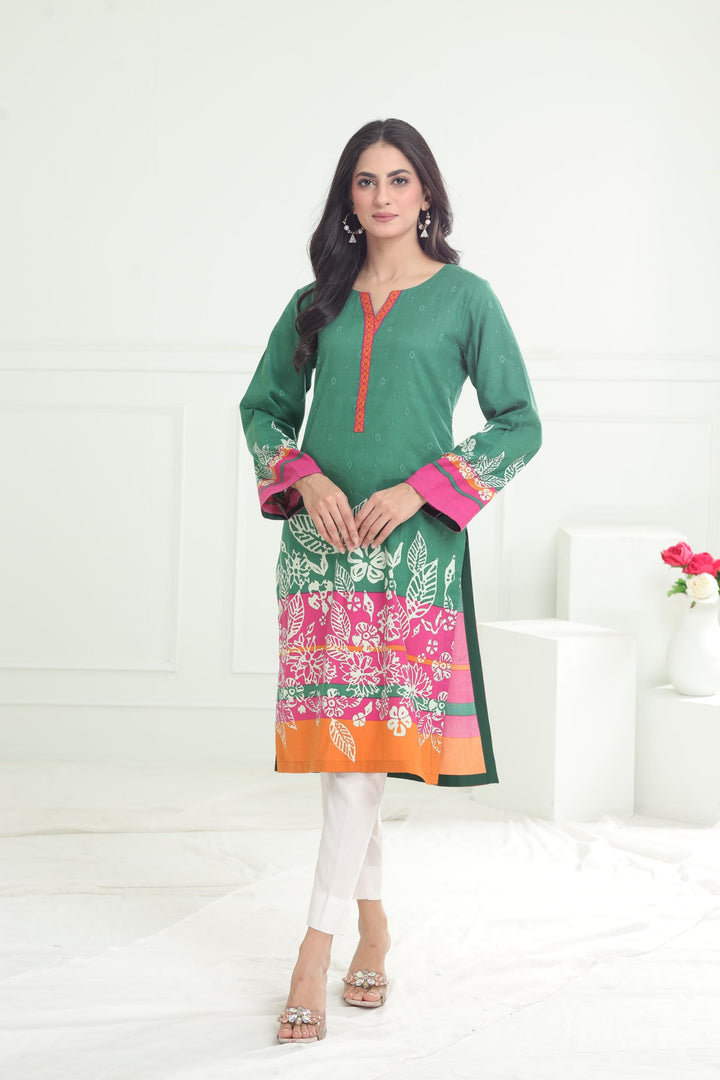 Khaddar Green Kurti - Limelight
