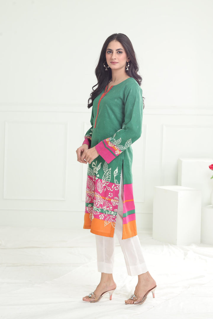 Khaddar Green Kurti - Limelight