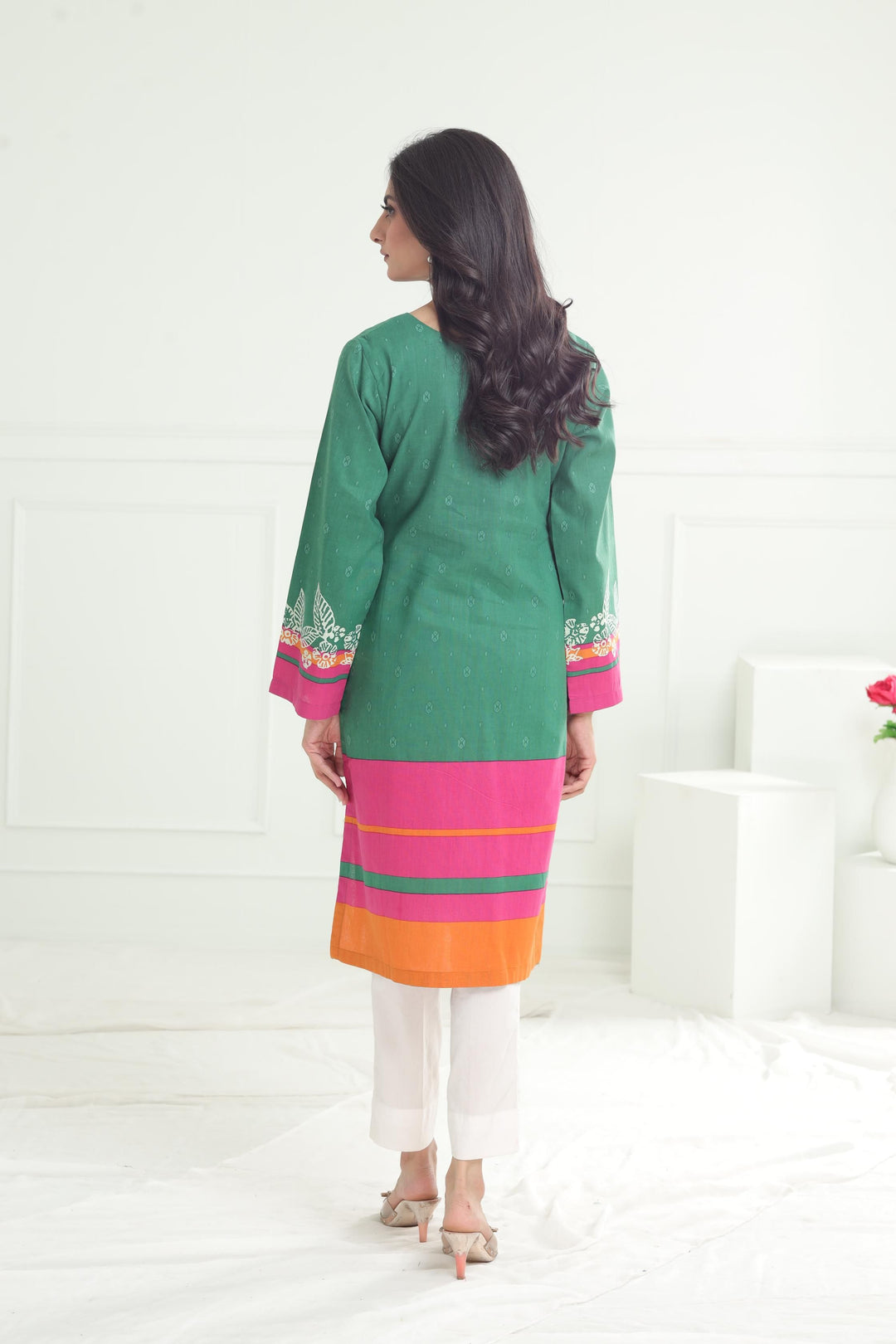 Khaddar Green Kurti - Limelight