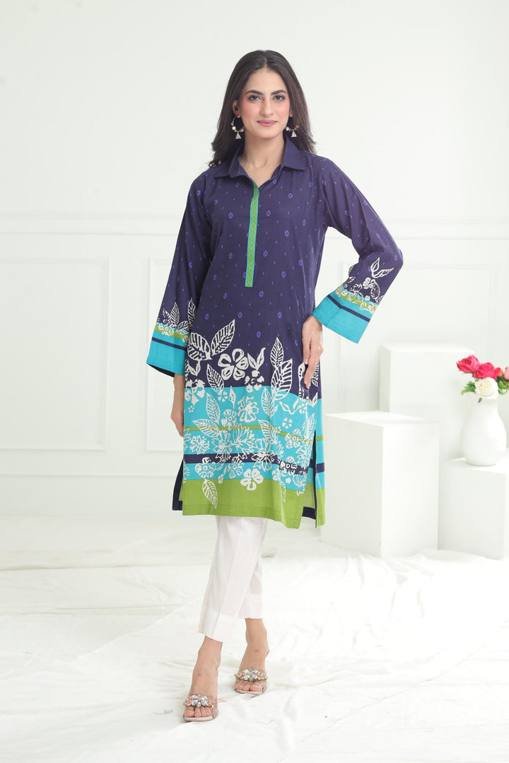 Khaddar Navy Kurti - Limelight