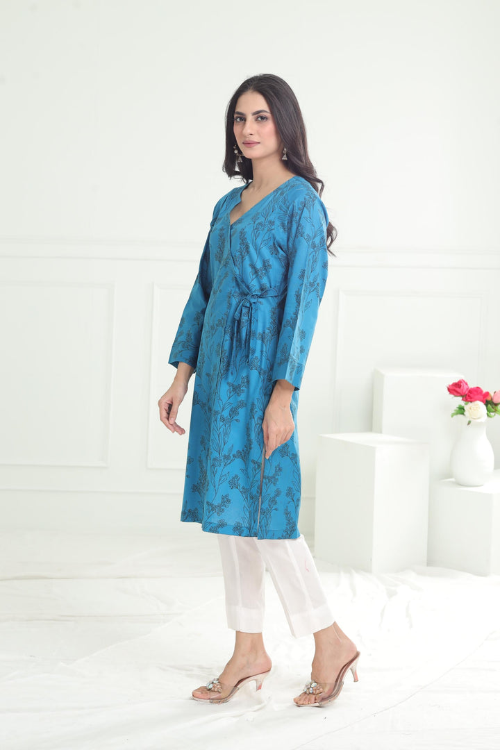 Khaddar Blue Kurti - Limelight