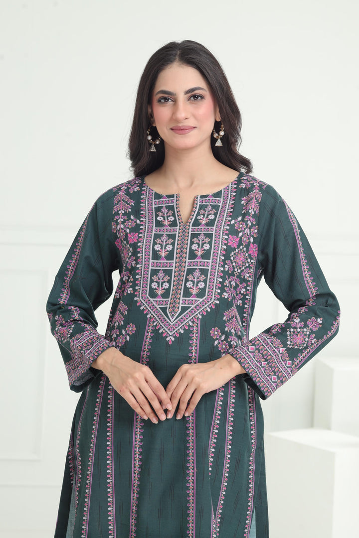 Khaddar Green Kurti - Limelight