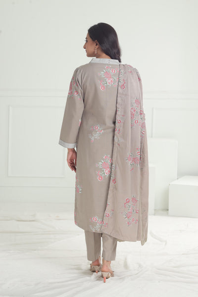 Khaddar Grey Stitched Suit - Limelight