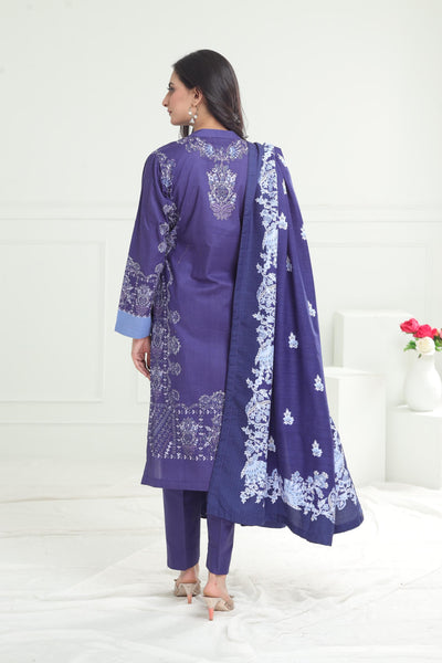 Printed Cotton Blue Stitched Suit - Limelight