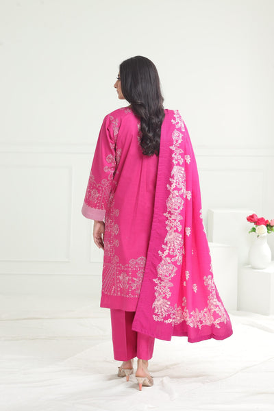 Printed Cotton Pink Stitched Suit - Limelight