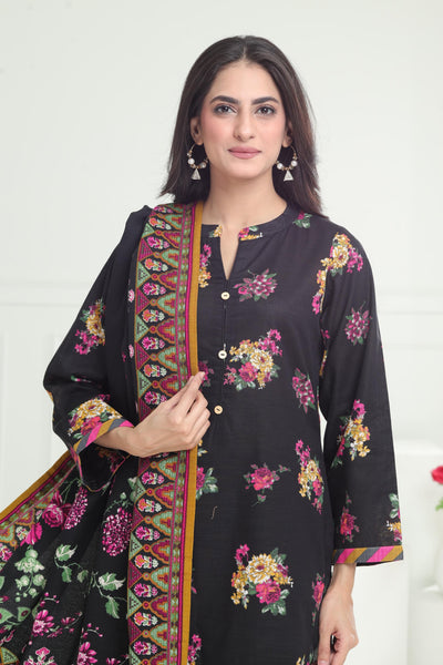 Khaddar Black Stitched Suit - Limelight