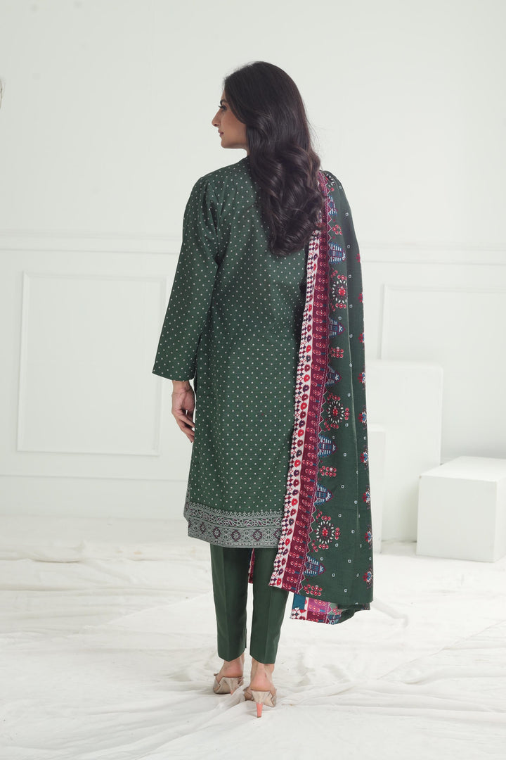 Khaddar Green Stitched Suit - Limelight