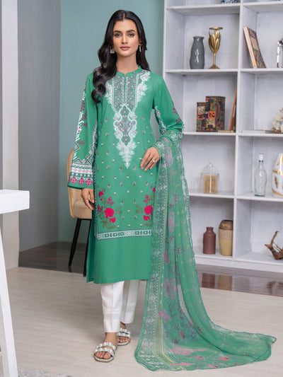 Lawn Sea Green Stitched Suit - Limelight