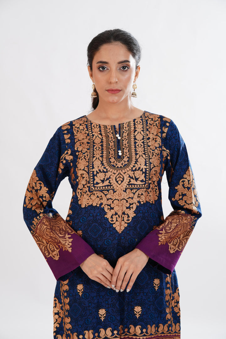 Lawn Blue Stitched Suit - Limelight
