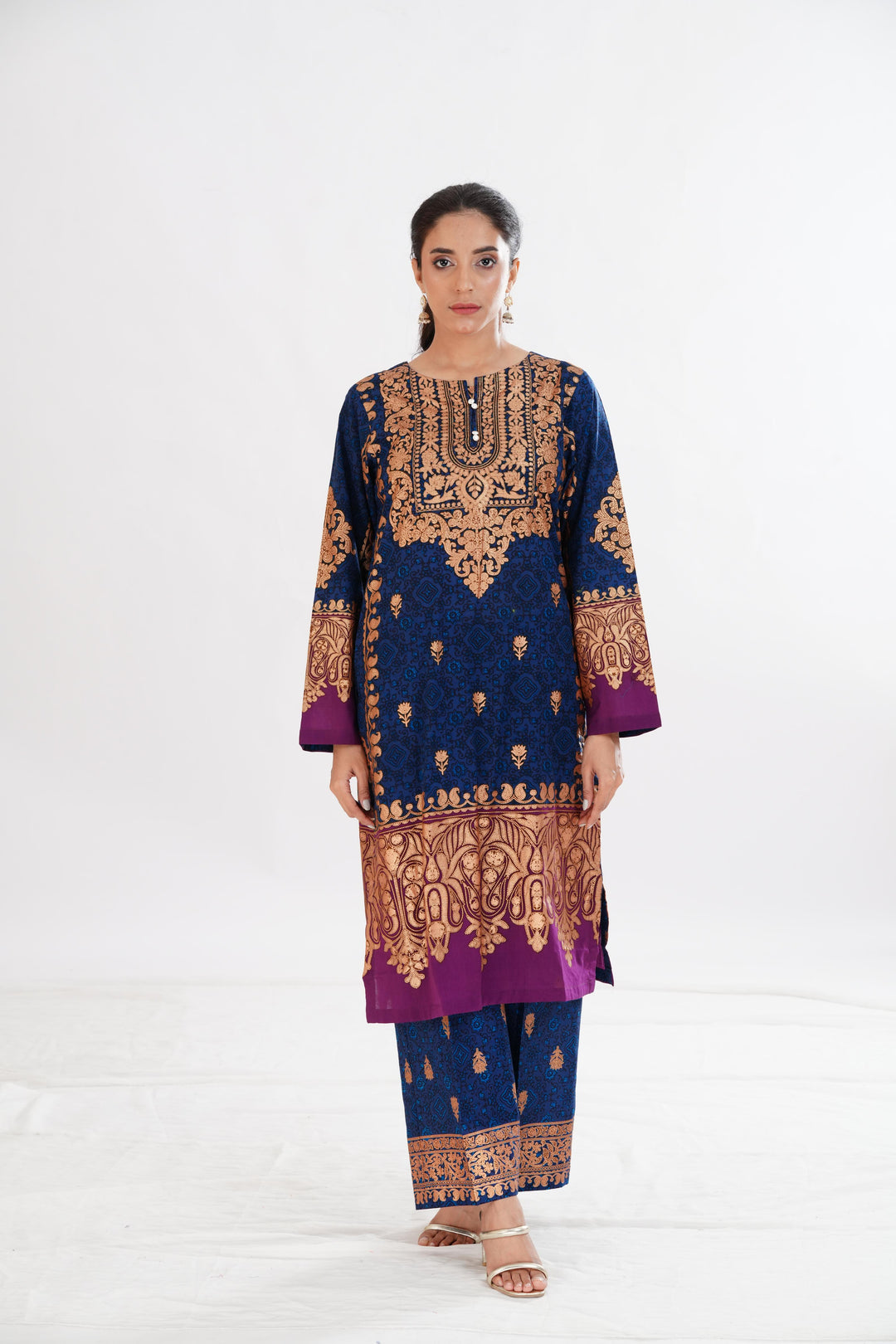 Lawn Blue Stitched Suit - Limelight