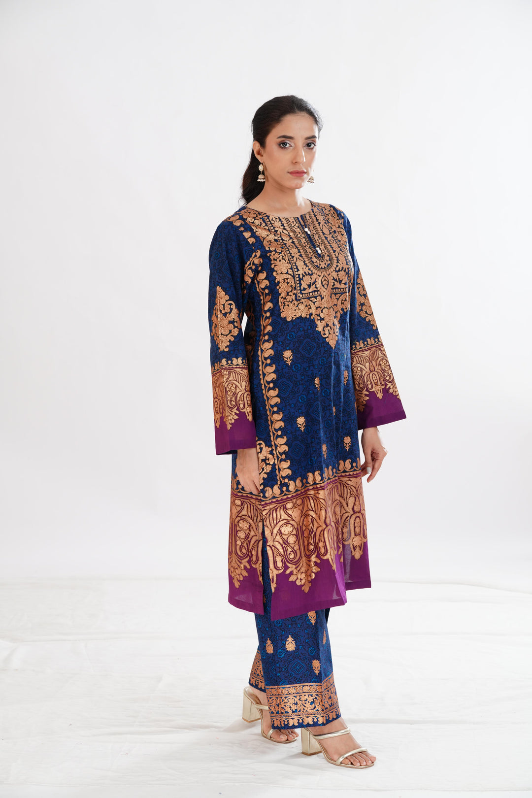 Lawn Blue Stitched Suit - Limelight