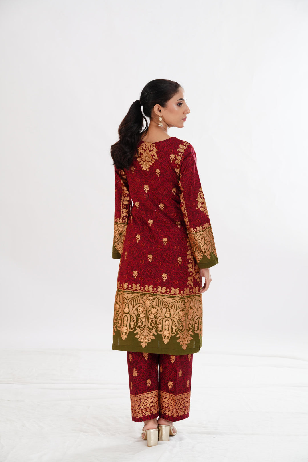 Lawn Maroon Stitched Suit - Limelight