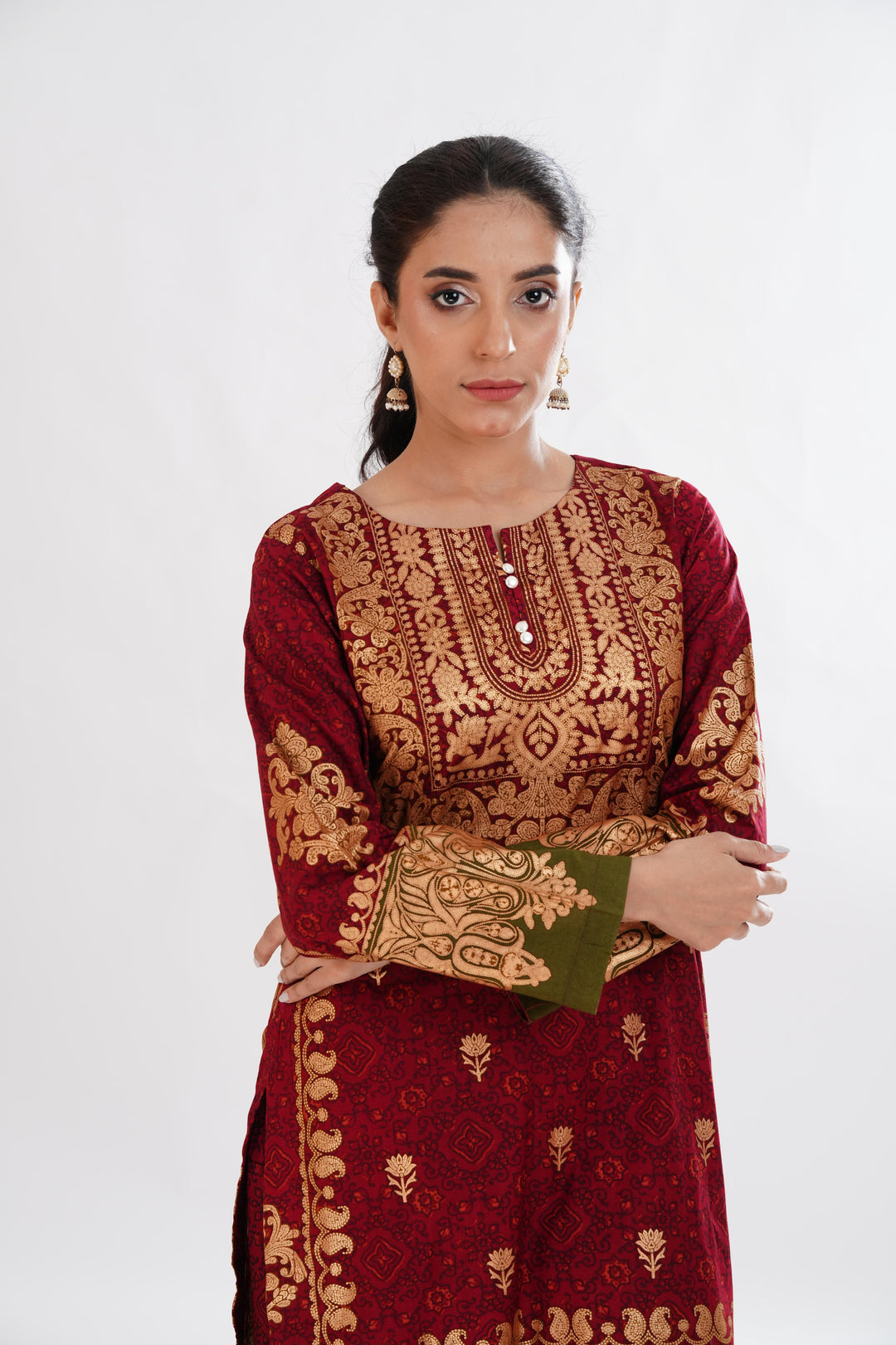 Lawn Maroon Stitched Suit - Limelight