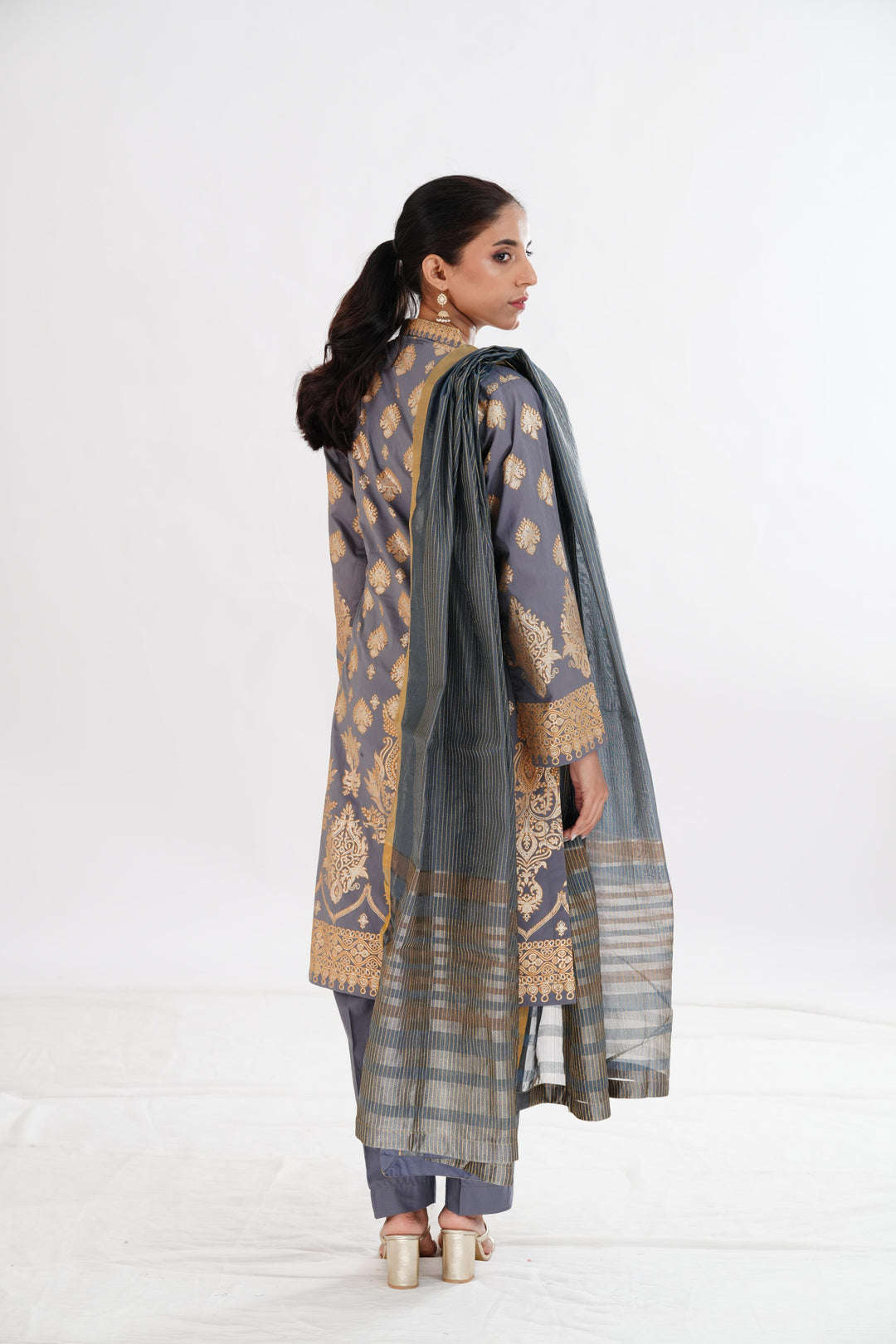 Lawn Grey Stitched Suit - Limelight