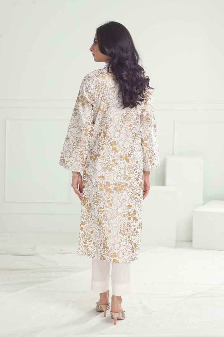 Khaddar White Kurti - Limelight