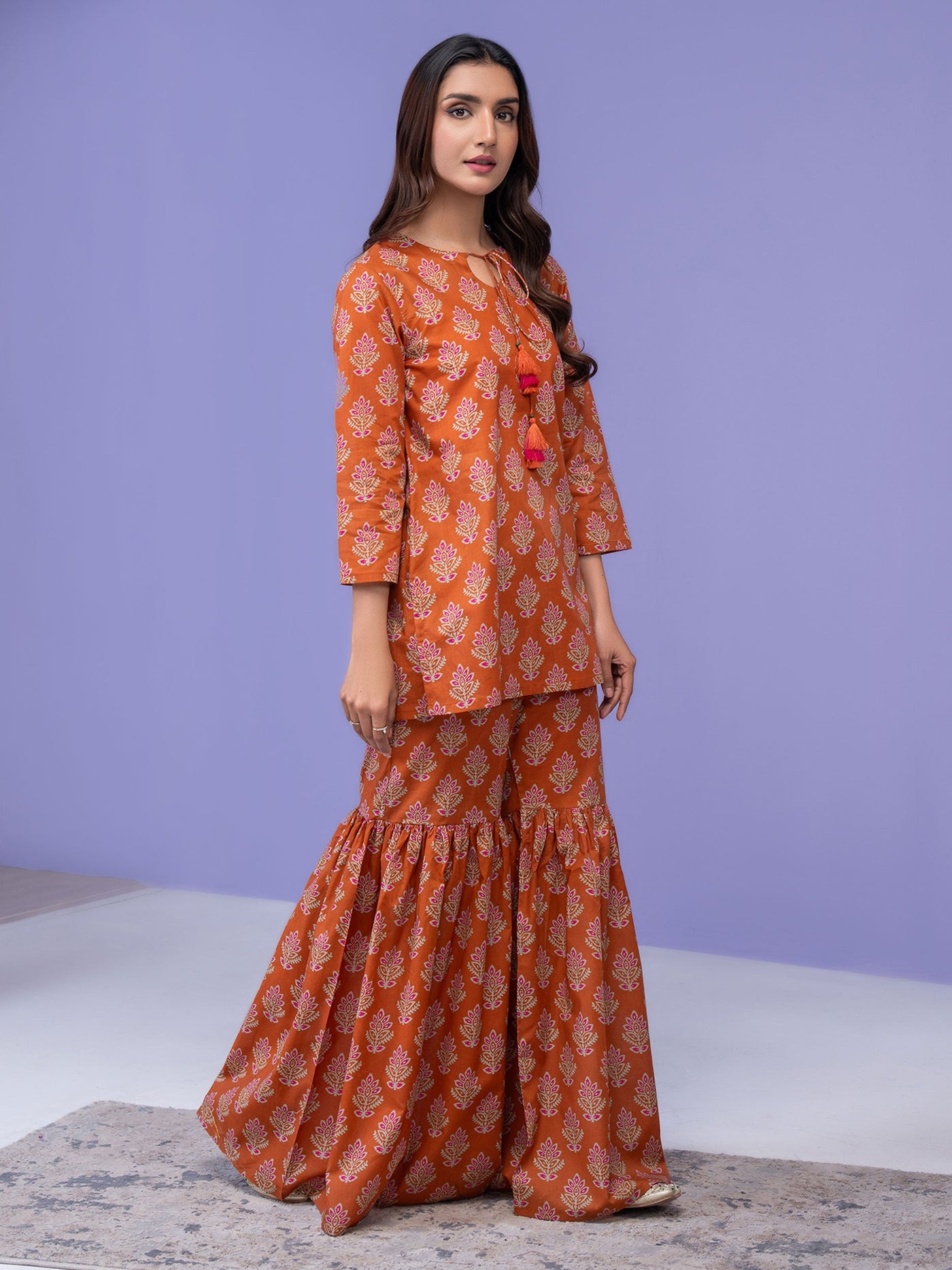 Lawn Rust Kurti - Limelight