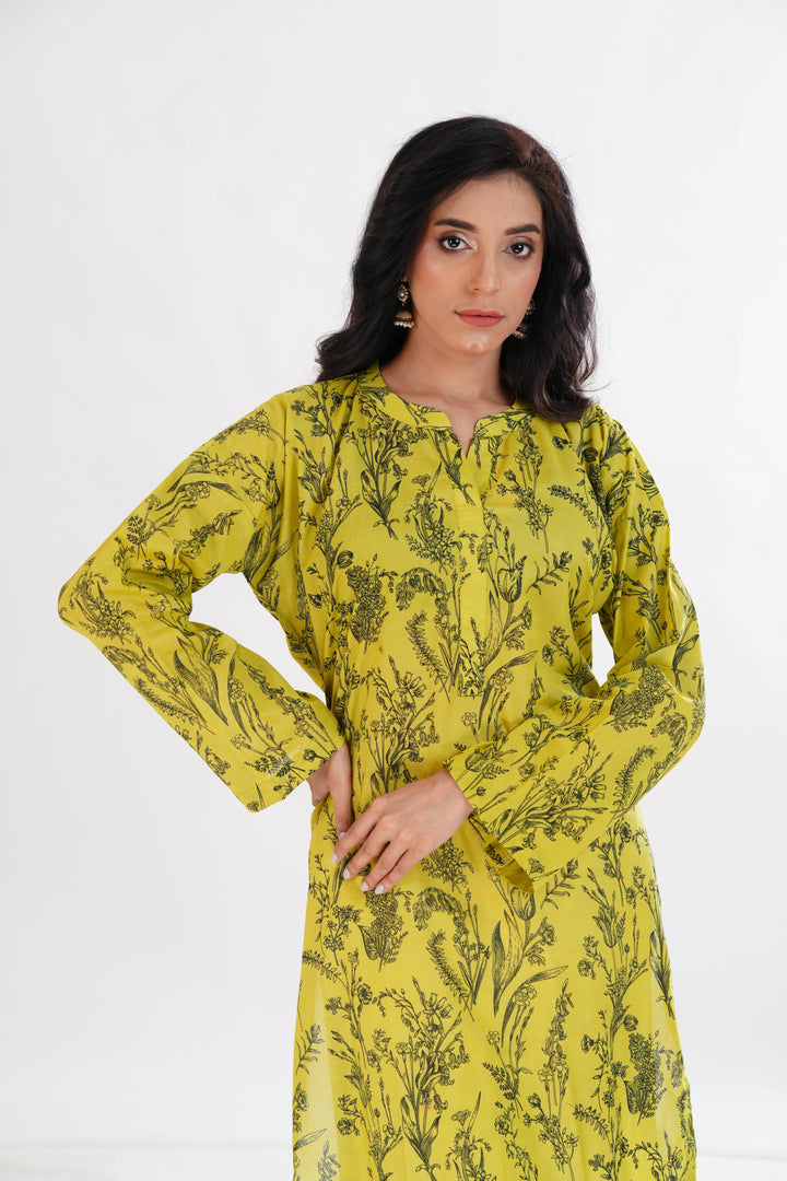 Lawn Yellow Kurti - Limelight