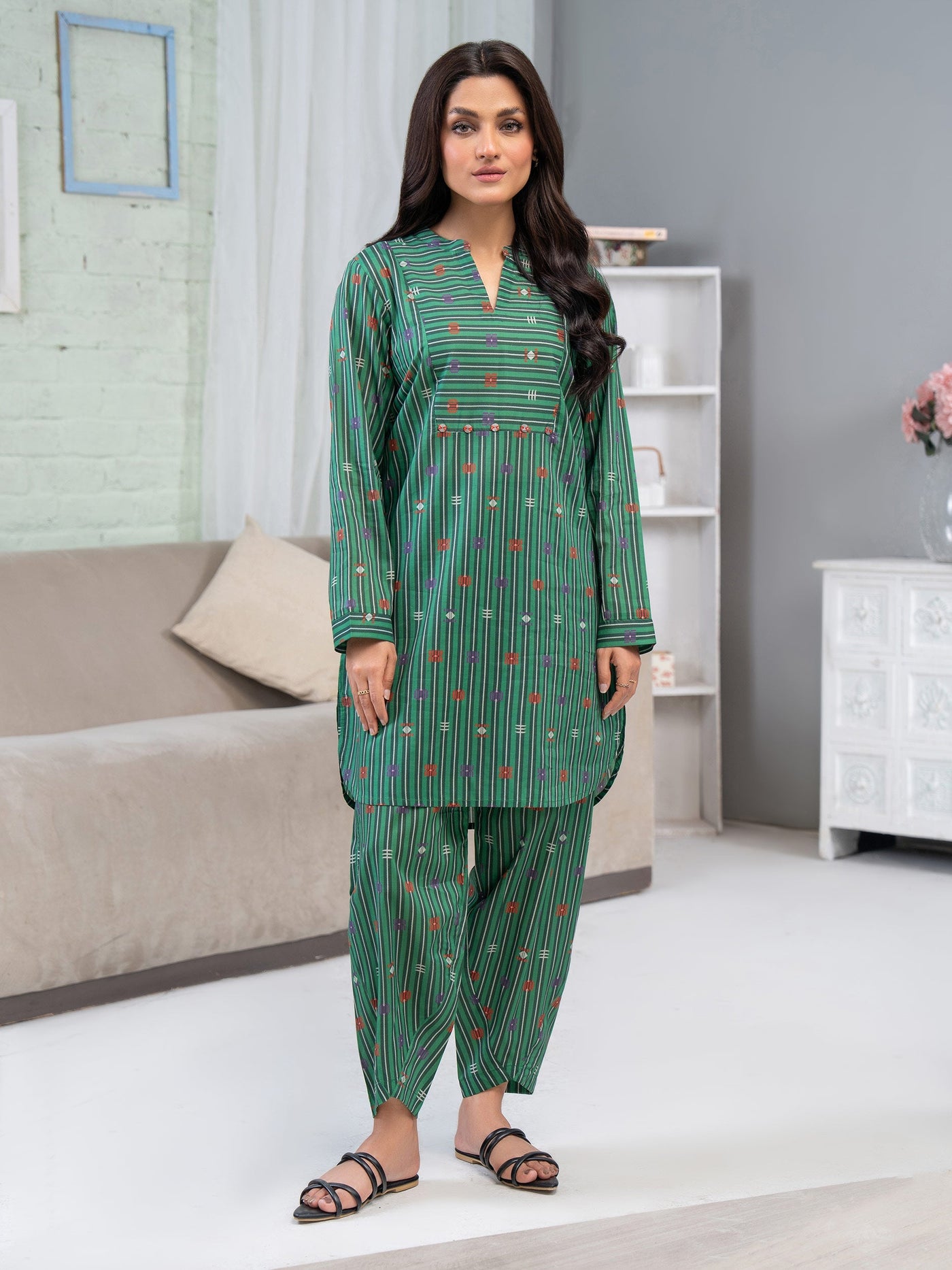 Lawn Teal Kurti - Limelight