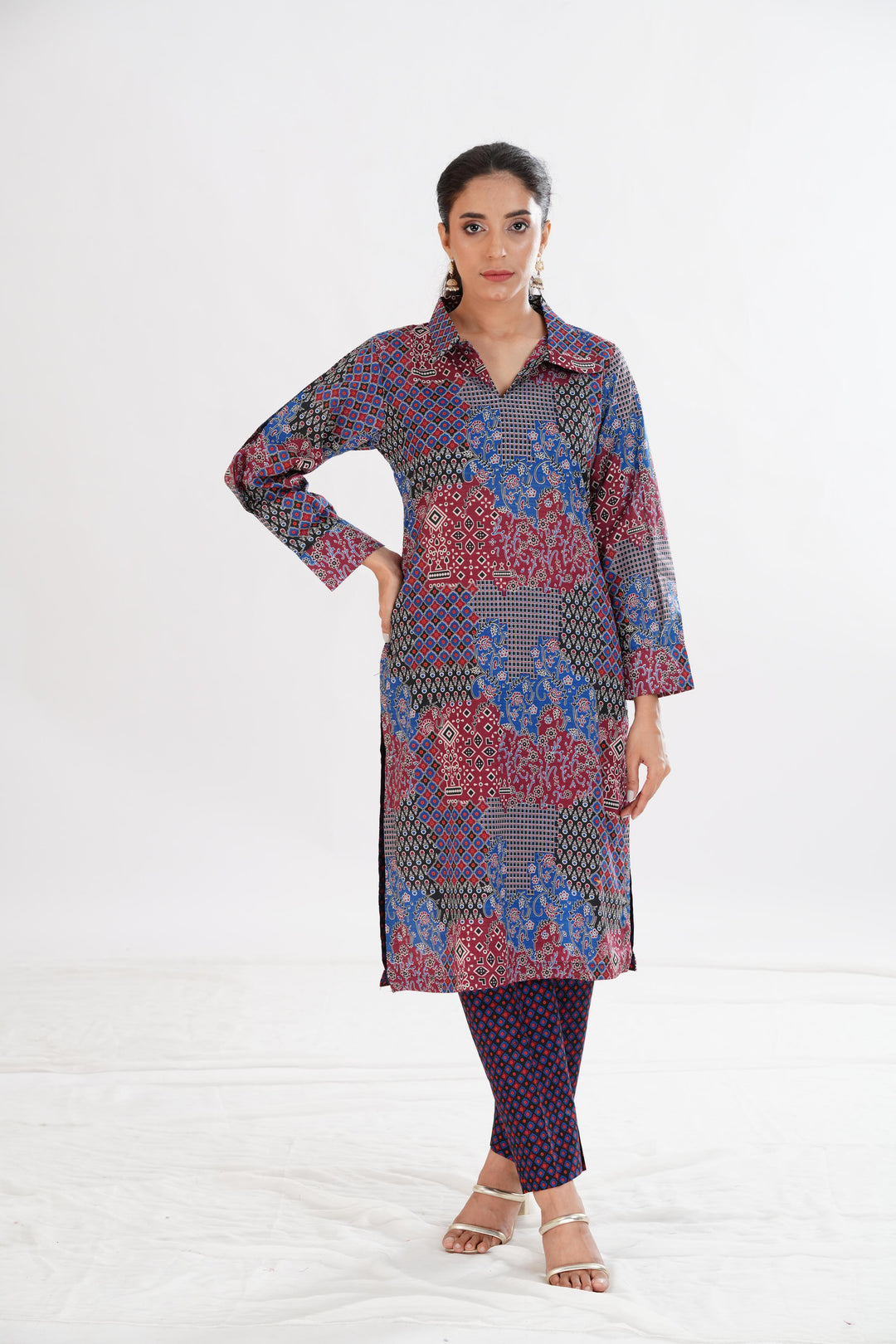 Lawn Blue Stitched Suit - Limelight
