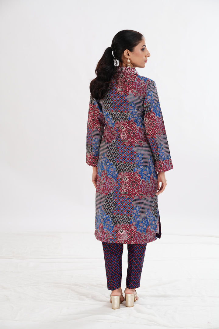 Lawn Blue Stitched Suit - Limelight