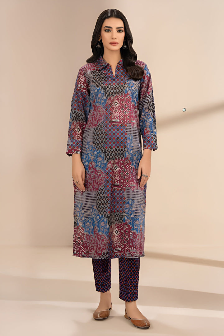 Lawn Blue Stitched Suit - Limelight