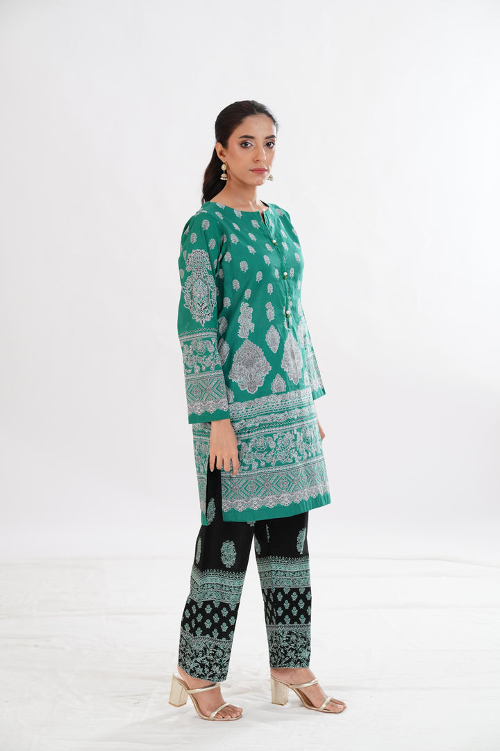 Lawn Green Stitched Suit - Limelight