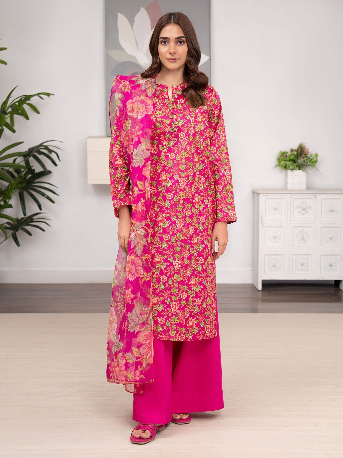 Lawn Pink Stitched Suit - Limelight