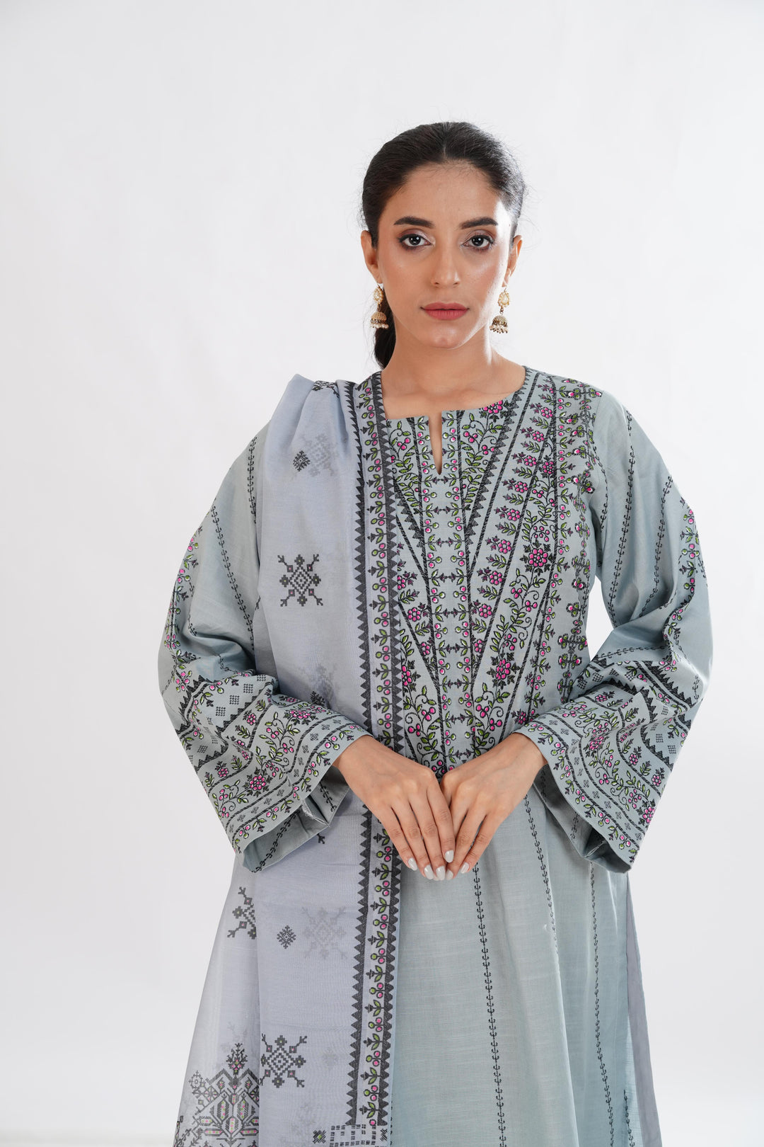Lawn Grey Stitched Suit - Limelight